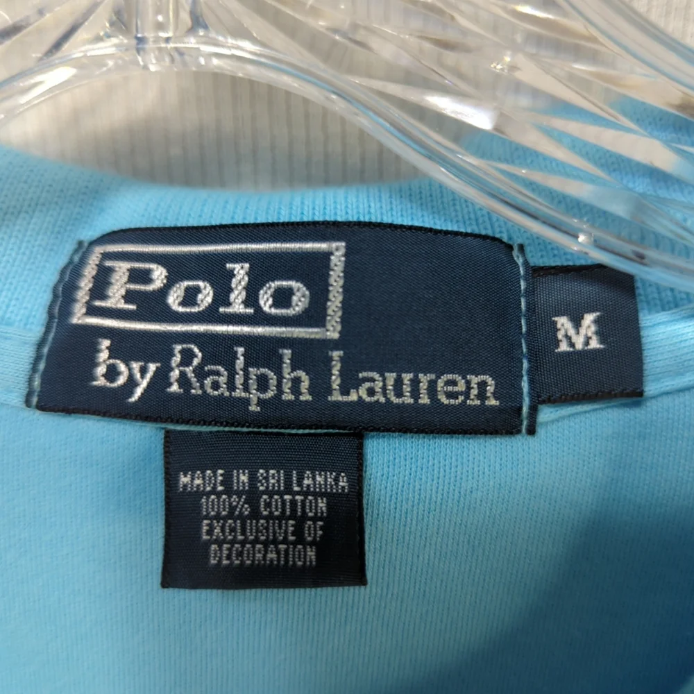 Polo‎ Ralph Lauren Light Blue Short Sleeve Purple Horse Polo Shirt Size Med 598